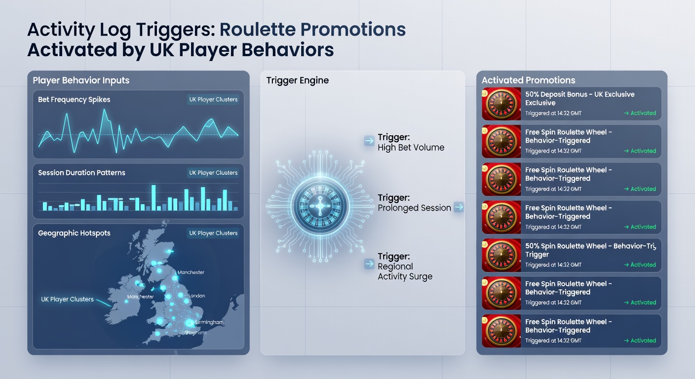 Illustration of behavioral data patterns feeding into UK roulette bonus activation systems