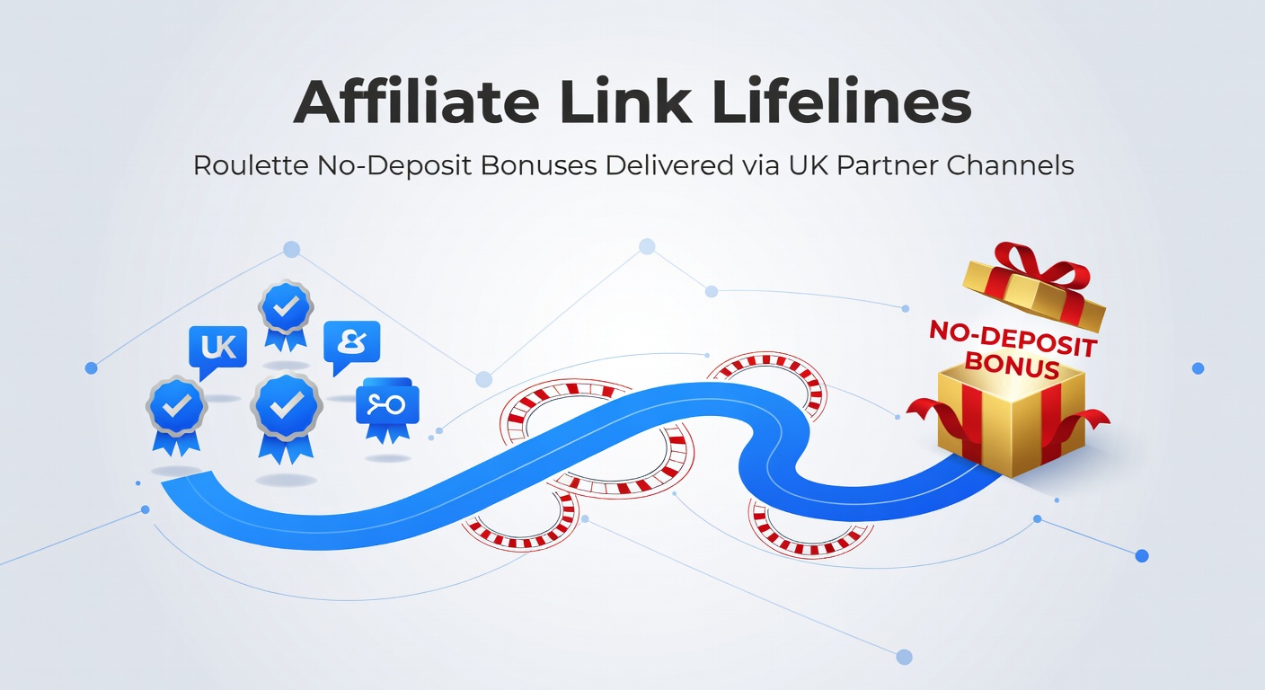 Close-up of a roulette wheel spinning with overlaid affiliate link icons and bonus credit notifications popping up on a UK player's screen