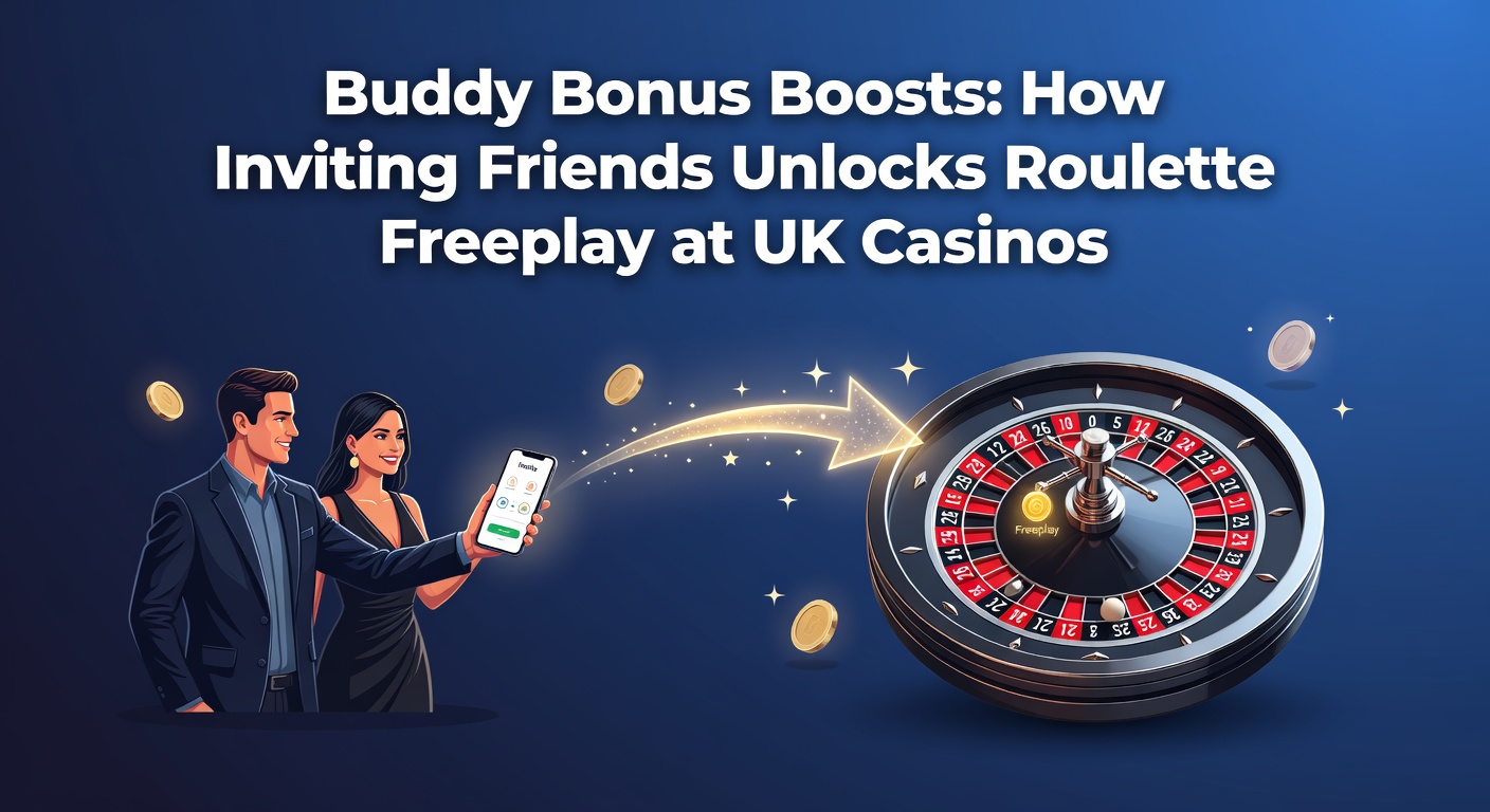 Illustration of two friends high-fiving over a roulette wheel on a mobile casino app, symbolizing referral bonuses in action