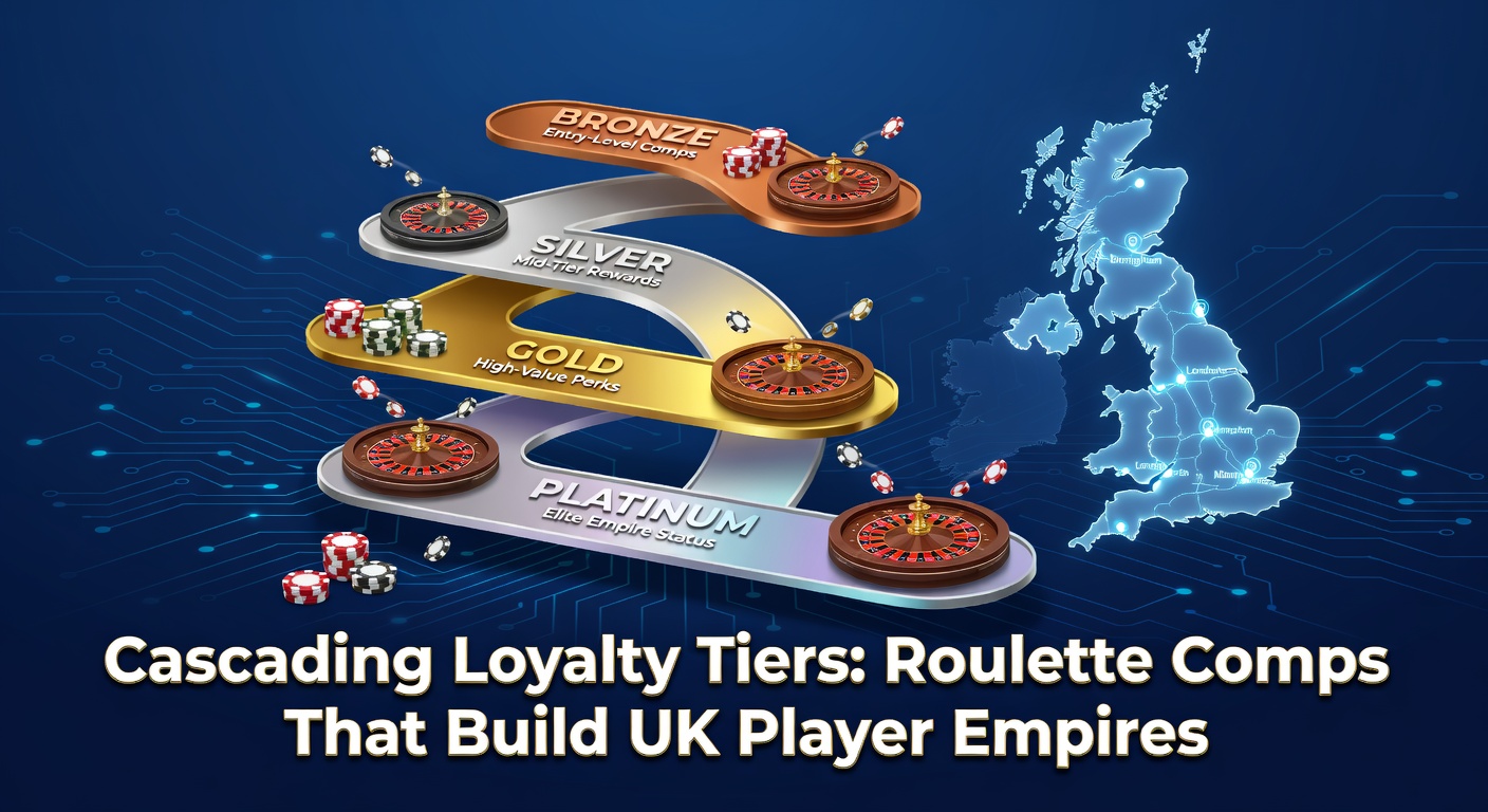 Illustration of escalating loyalty tiers in online roulette, showing tiers from bronze to diamond with cascading reward arrows connecting them