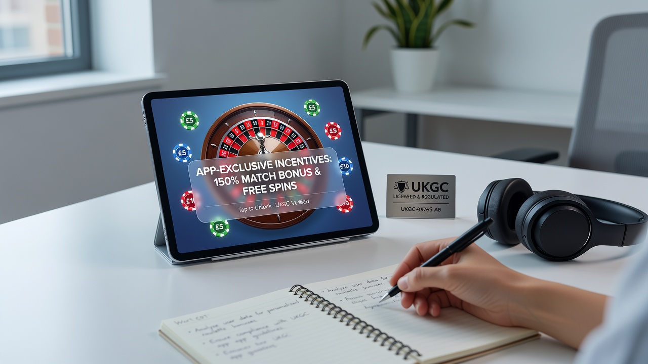 Roulette wheel animation on a tablet device with app-exclusive bonus indicators highlighted