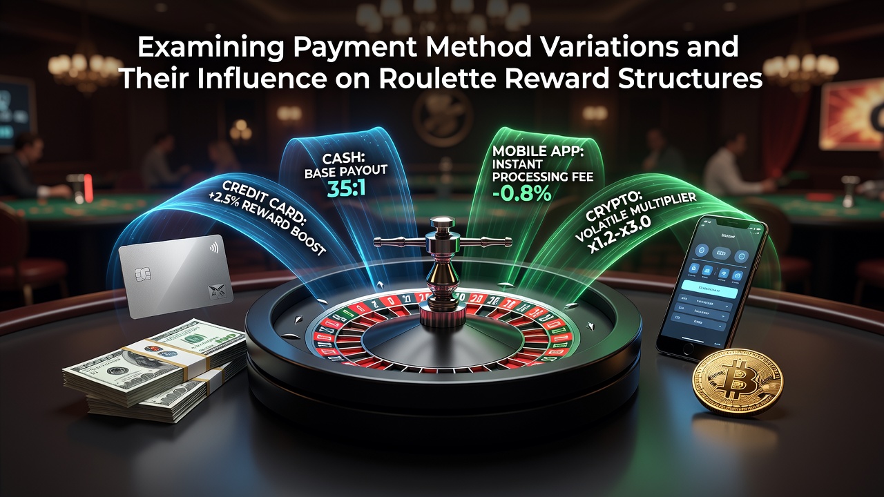 Illustration of various payment methods including cards, e-wallets and digital currencies influencing roulette bonus calculations at online tables