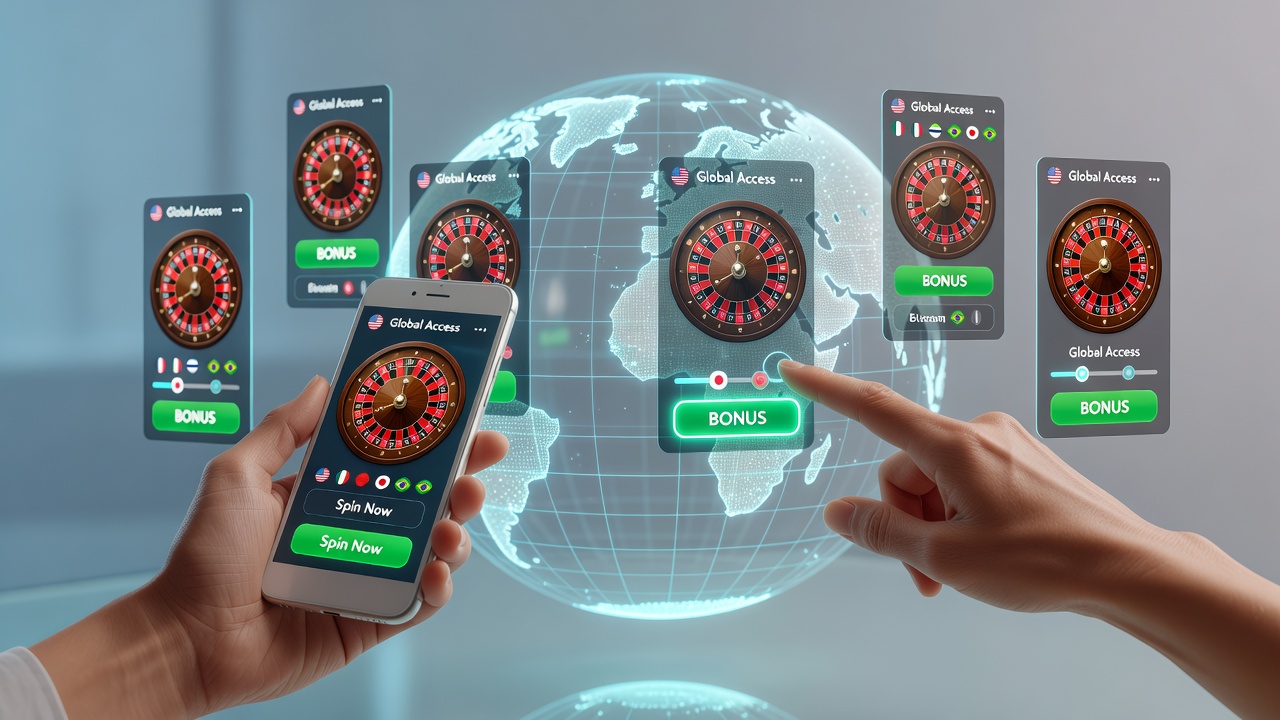 Smartphone screen displaying a roulette game interface with bonus notification overlay in a modern mobile casino app