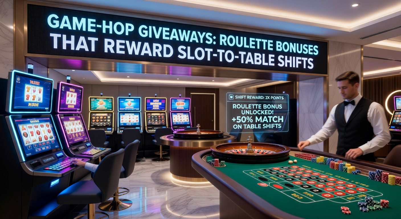 Close-up of a mobile casino interface displaying a game-hop notification: 'Slots to Roulette Bonus Unlocked - Claim 25 Free Spins on the Wheel Now'
