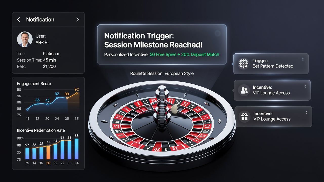 Mobile screen capture of a personalized roulette bonus notification appearing during an active gaming session