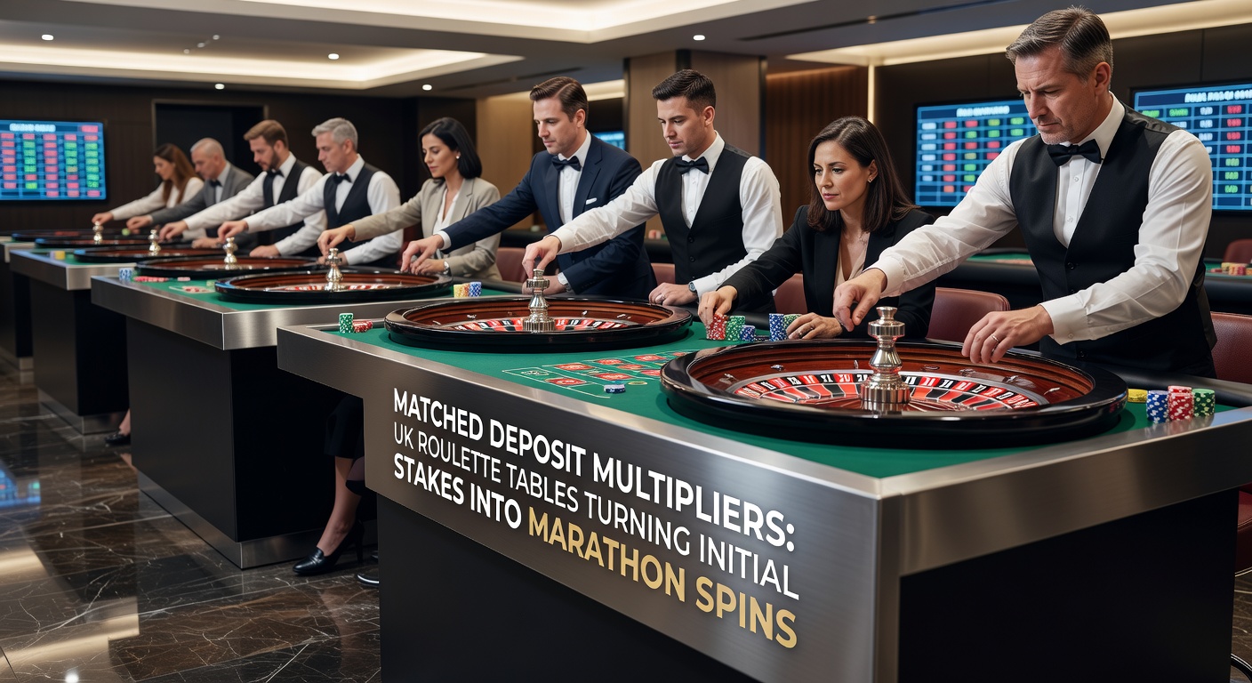 Dynamic screenshot of a UK casino app showing a 300% matched deposit bonus applied to a live roulette table, with extended chip stacks and spin counter highlighting prolonged gameplay