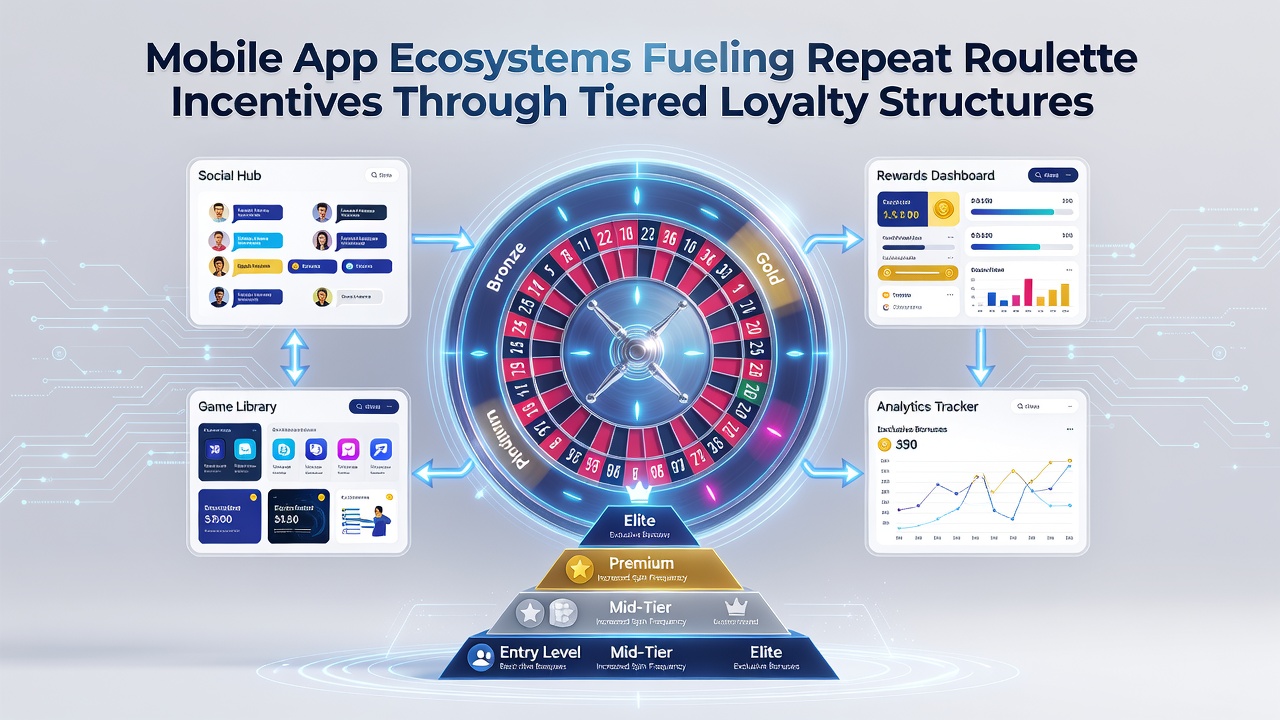 Mobile app interface displaying tiered loyalty levels for roulette players with progress bars and reward indicators