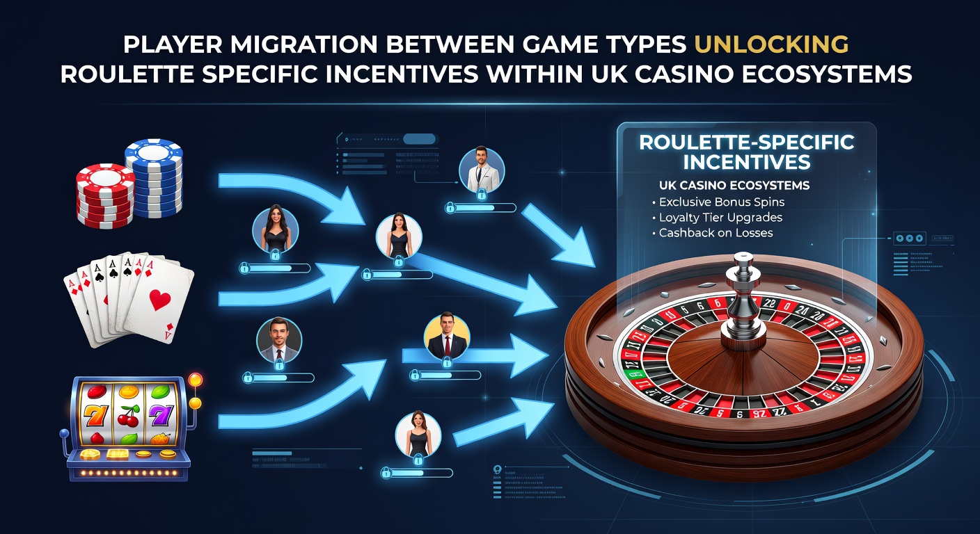 Illustration of players transitioning between slot machines and roulette tables in a UK casino setting with incentive icons overlay