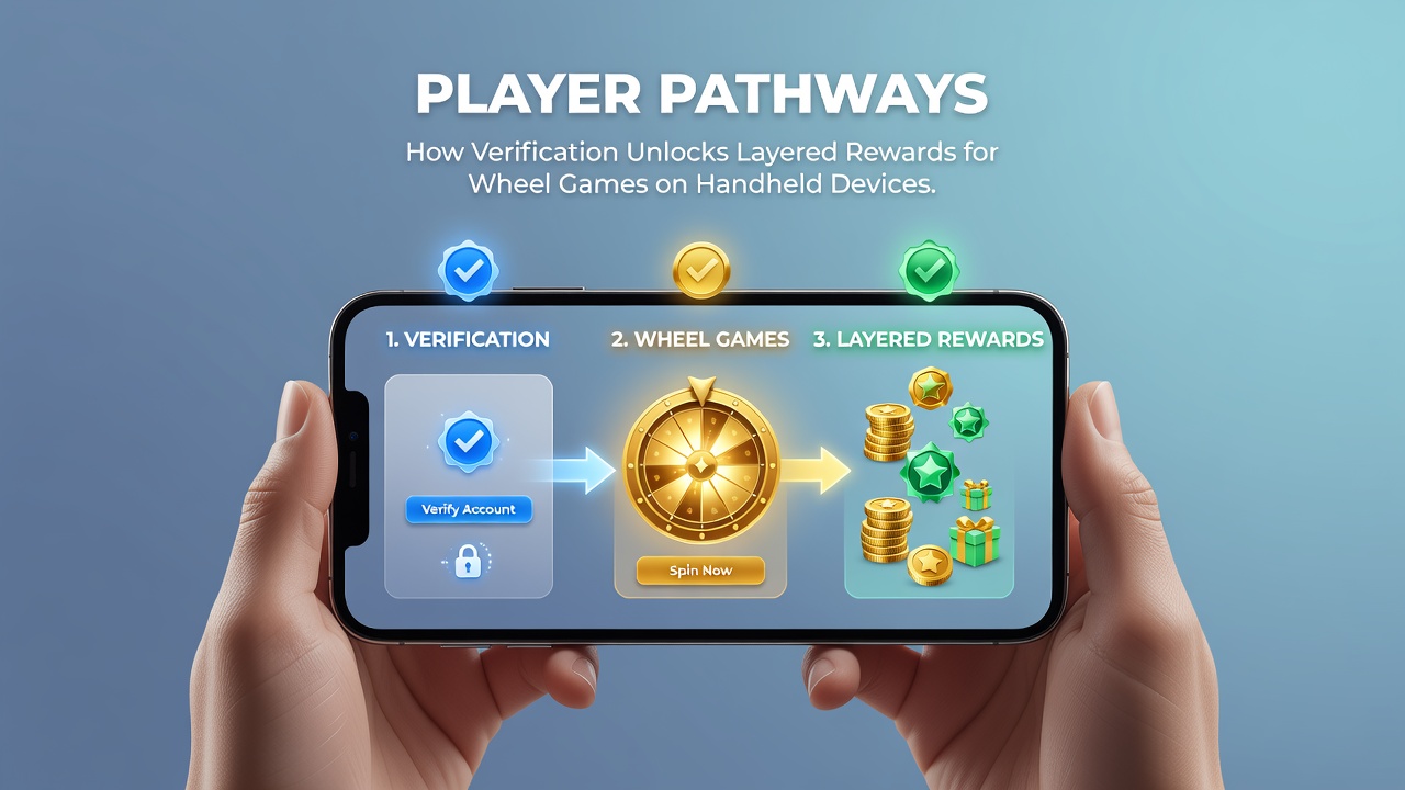 Illustration of reward tier progression on a tablet screen for verified wheel game players