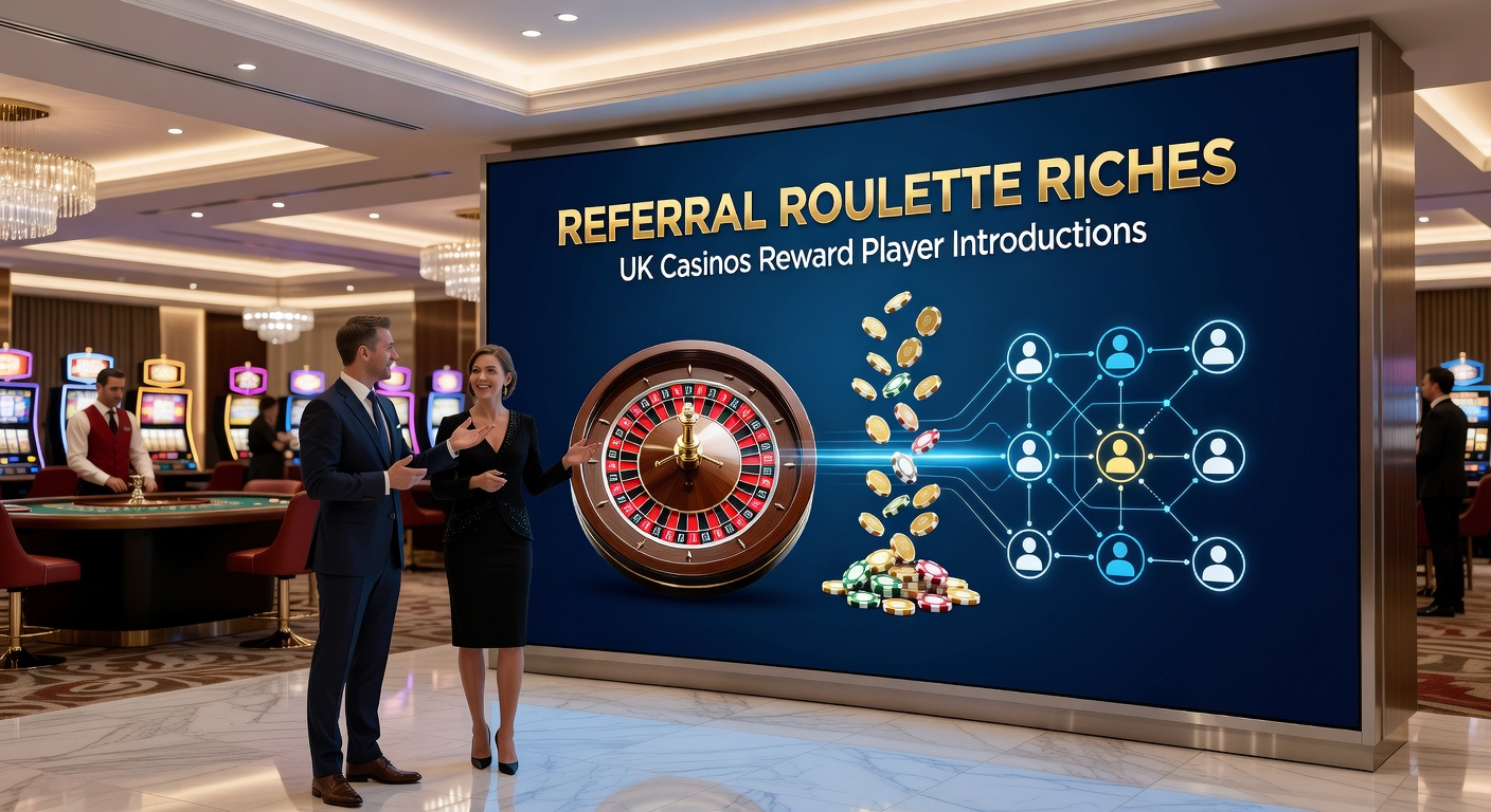 A network of friends celebrating referral bonuses on roulette tables, with bonus notifications popping up on screens