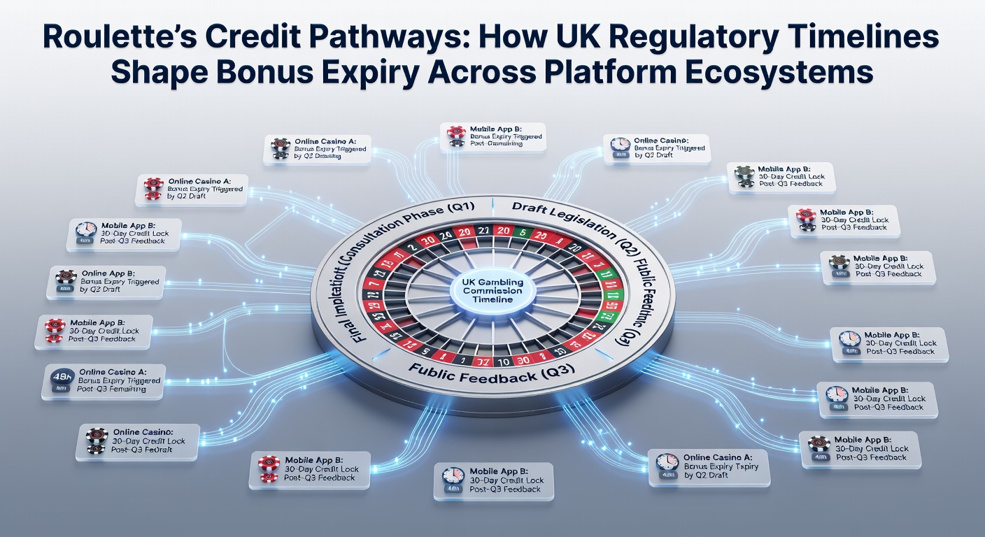 Diagram illustrating UK regulatory timelines for roulette bonus credits across digital platforms