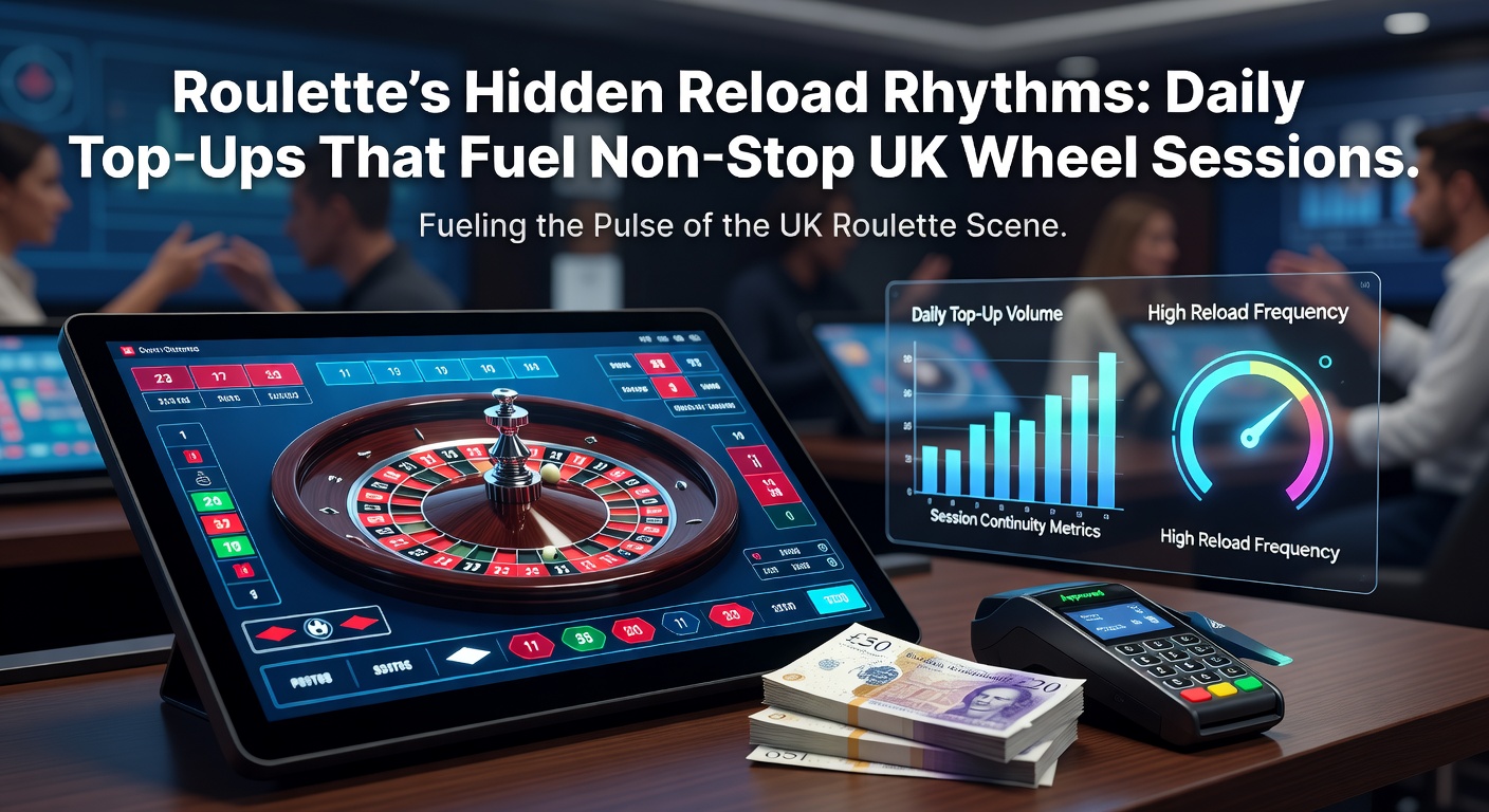 Vibrant roulette wheel spinning under casino lights, symbolizing continuous reload bonuses keeping UK players in action
