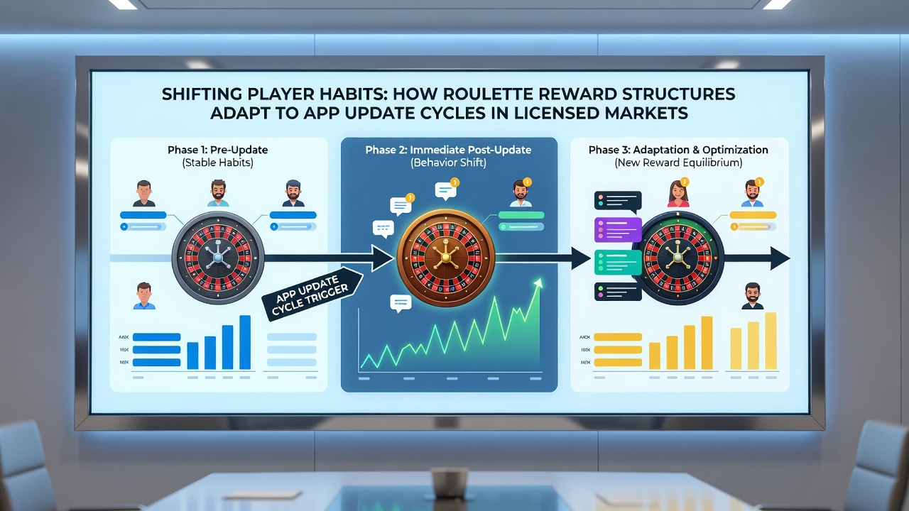 Analytics dashboard displaying roulette player engagement metrics after an app update cycle