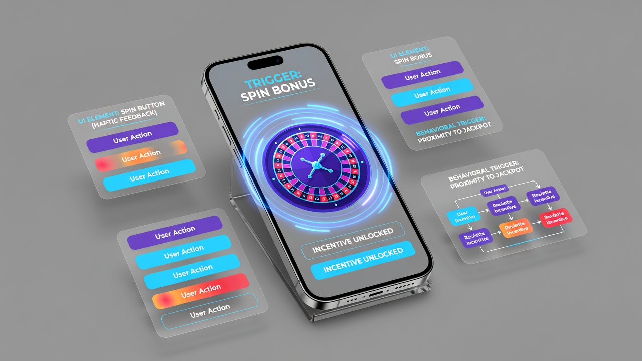Close-up view of a smartphone roulette app interface highlighting key design elements like buttons and animations