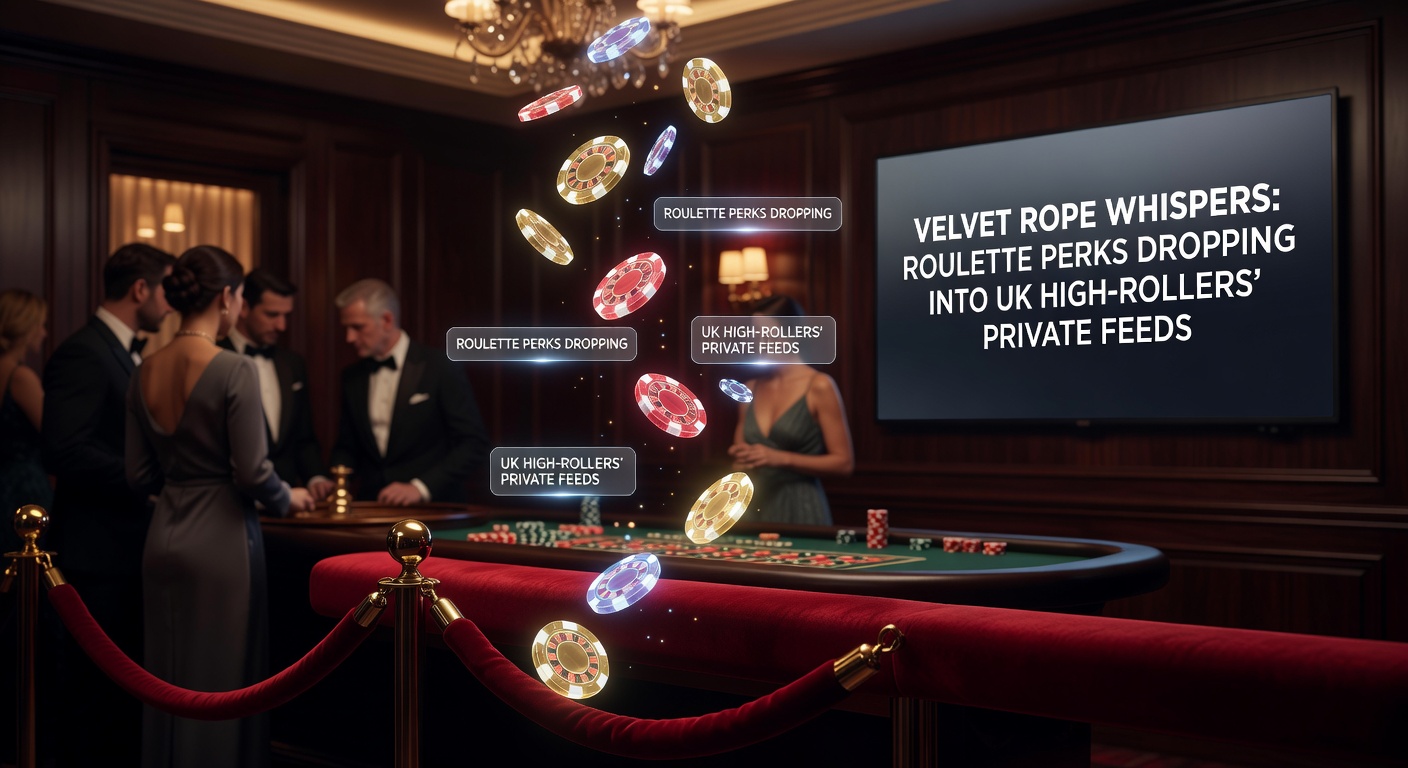 High-roller roulette player at a private VIP table receiving exclusive perks on a digital feed